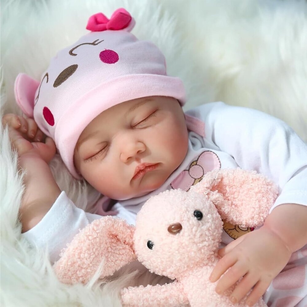 🆕 22 Inches cloth body Baby Doll With Vinyl Limbs Sleeping Baby Girl Doll - Picture 9 of 15